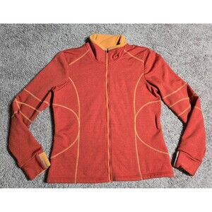 Athleta Jacket Womens Orange Tan Soft Shell 1/2 Zip Workout Athleisure Medium